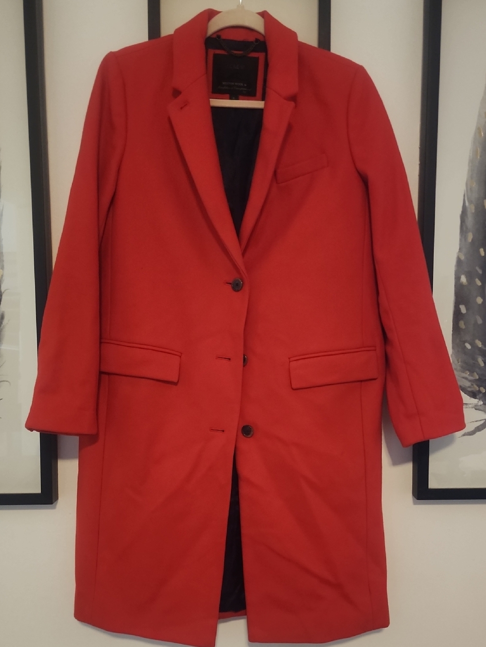 J. Crew Red Single-Breasted Trench Coat